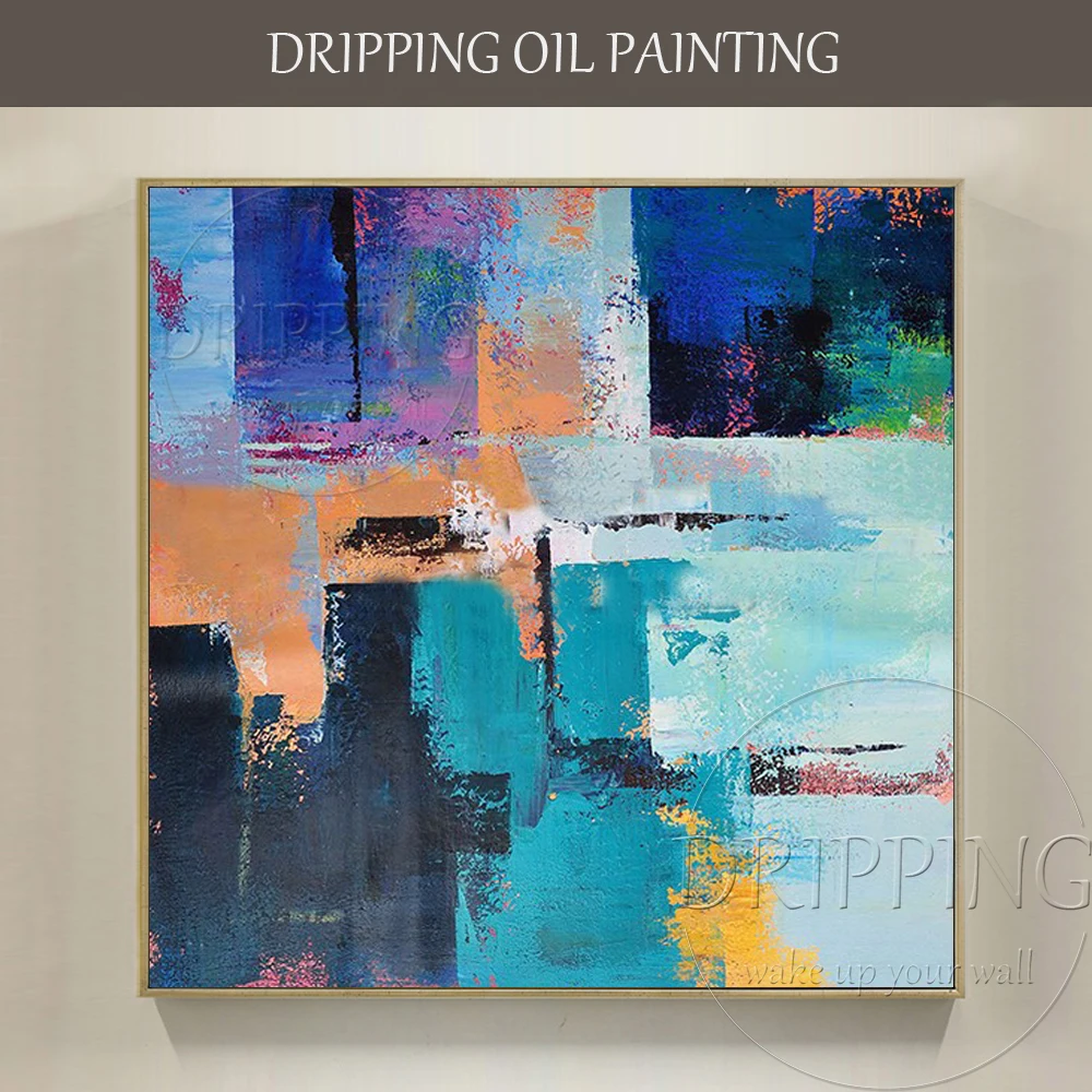 

Artist Hand-painted High Quality Modern Colorful Blue Oil Painting on Canvas Abstract Blue Oil Painting for Friend Unique Gift