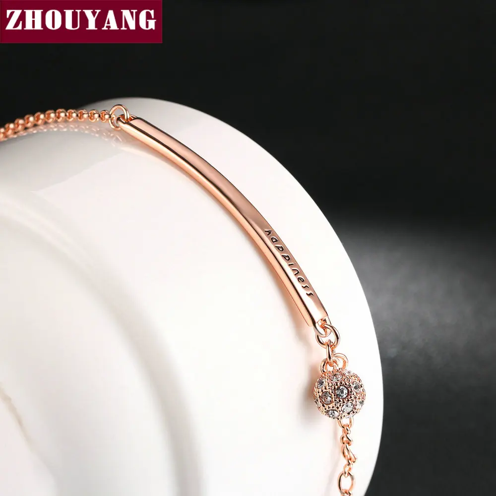 OL Style Cubic Zirconia Rose Gold Color Ball Fashion Party Charm Bracelets & Bangles Jewelry Top Quality ZYH196