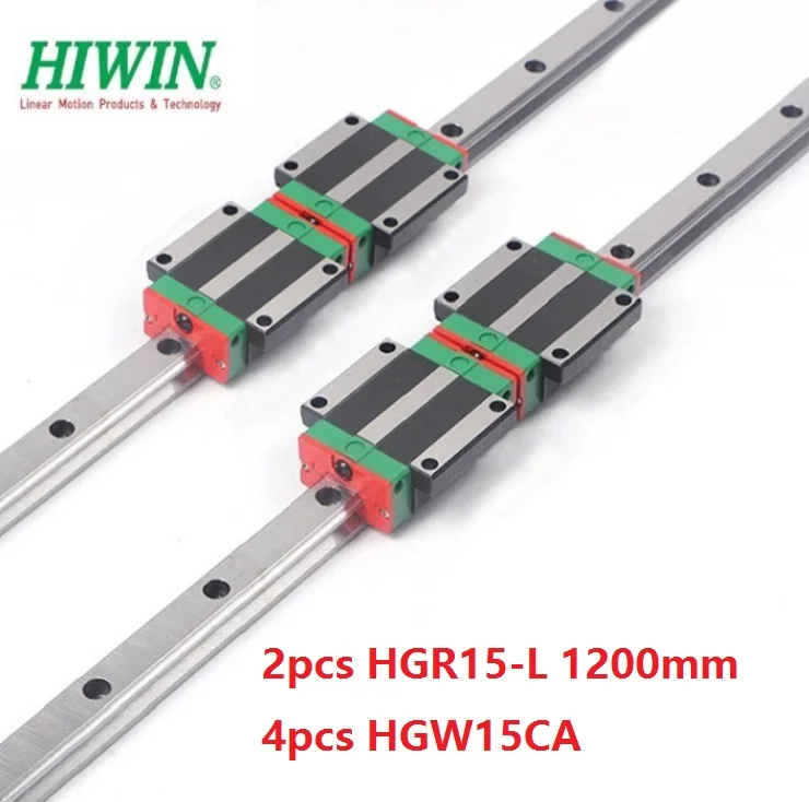 

2pcs origial Hiwin rail HGR15 -L 1200mm + 4pcs HGW15CA HGW15CC flange carriage blocks for cnc router