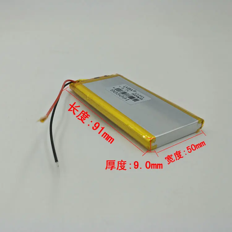 3.7V lithium battery polymer 905090 mobile power battery rechargeable 6000MAH 905091 band board