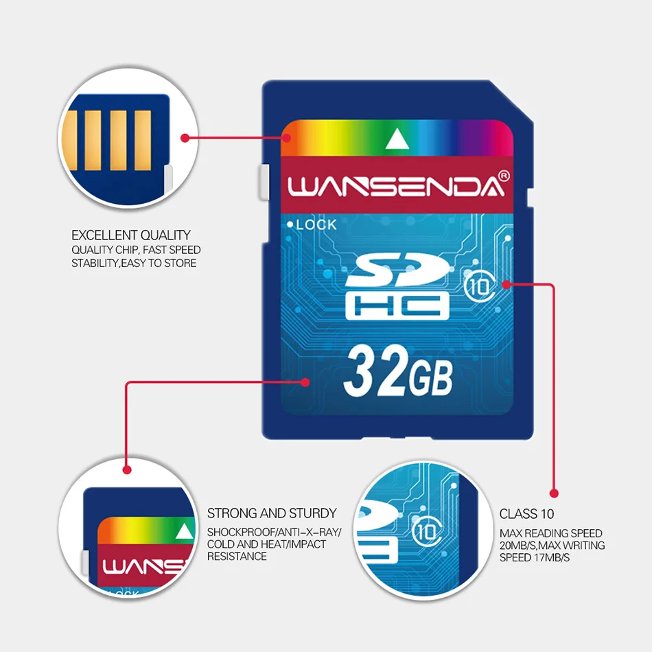 Heißer verkauf Wansenda Volle größe sd-karte 64GB 32GB 16GB SDHC Karte SD Card flash-Speicher Karte 8GB 4GB universal für digital kamera