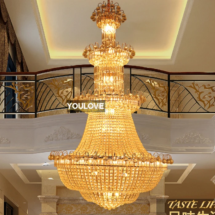 

2016 Gold Crystal Chandelier Crystal Chandeliers Light Fixture Home Lighting European Hotel Club Golden Hanging Lights AC90-260V