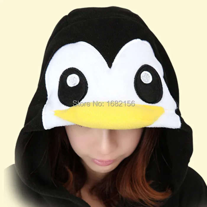 Kigurumi czarny pingwin piżama Party przebranie na karnawał flanelowe Onesies gra Cartoon Animal Sleepwear