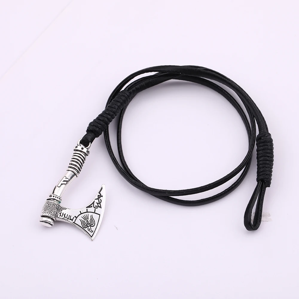 Skyrim Perun's Axe Charm Wrap Men Leather Bracelets Bangle Anchor Multilayer Punk Vintage Rope Bracelet for Men Gift