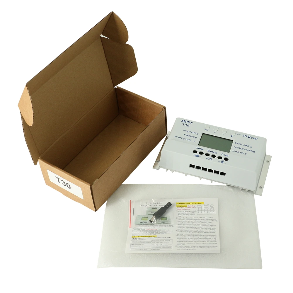 Solar Charge Controller 30A MPPT PWM Voltage Settable LCD Dispaly Light and Dual Timer Control 30A 12V 24V Auto Work NEW