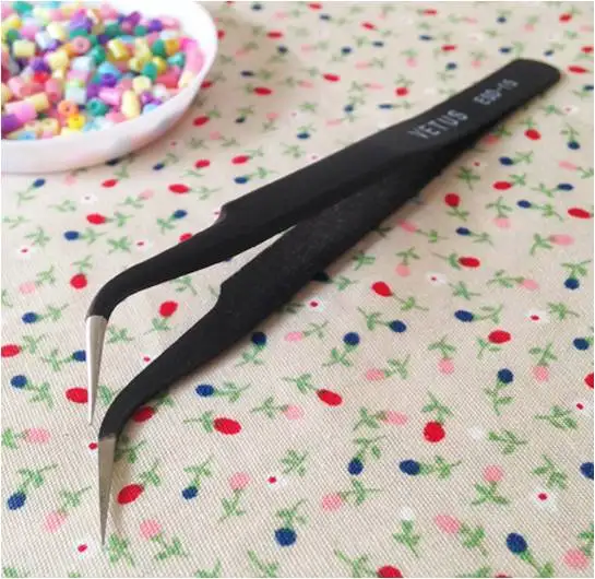 Steel High hama bead nipper perler precision clamp plier curved tweezer DIY bead nipping handicraft black