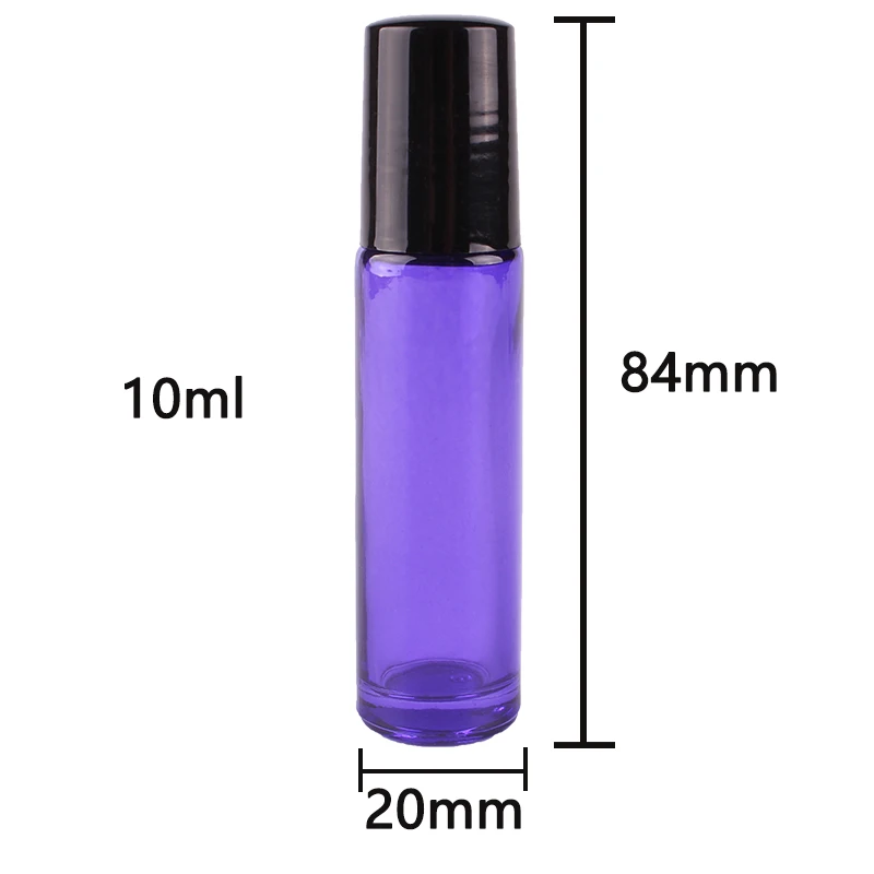 6pcs 10ml purple Essential oil Glass Roll on Bottles with Stainless Steel Roller Ball for perfume aromatherapy