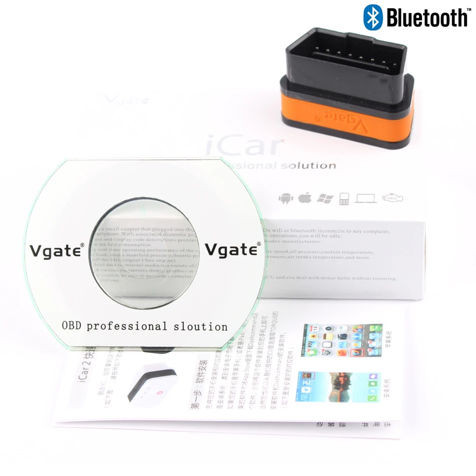 Vgate iCar2 Bluetooth avec 6 couleurs disponibles pour Android uniquement, ELM327 Auto OBDII, meilleure qualité