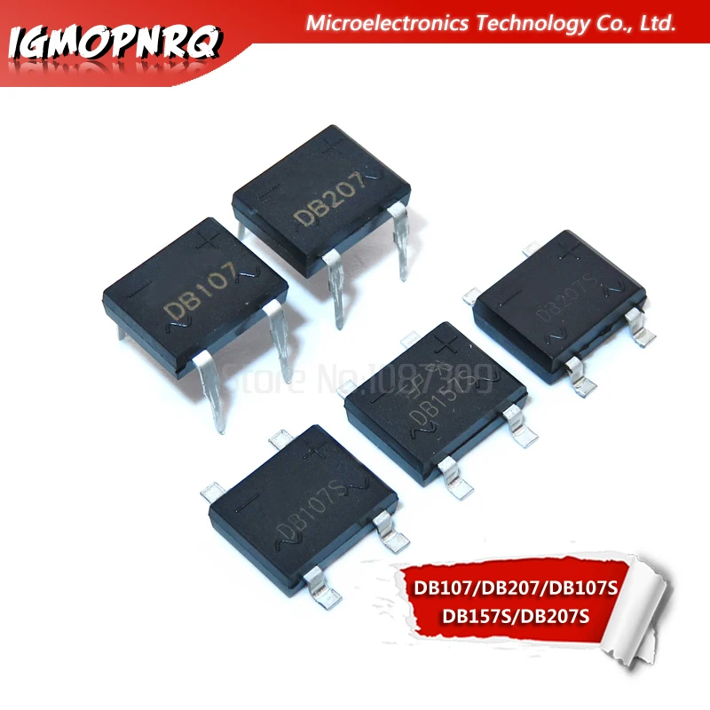 100pcs DB107S DB107 DB207S DB207 DB157S 2A 1000V Bridge Rectifiers 1A 1000V new original