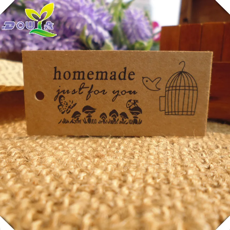 Retro Bird Cage Homemade Hand Card Gift Box Baking Gift Decorative Label Card