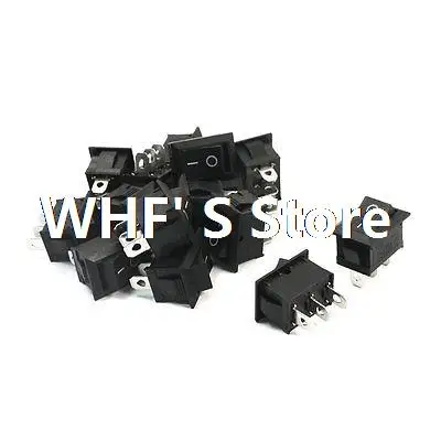 15Pcs SPDT ON/OFF 3Pin Black Head Rectangle Rocker Switch AC250V 6A AC125V 10A