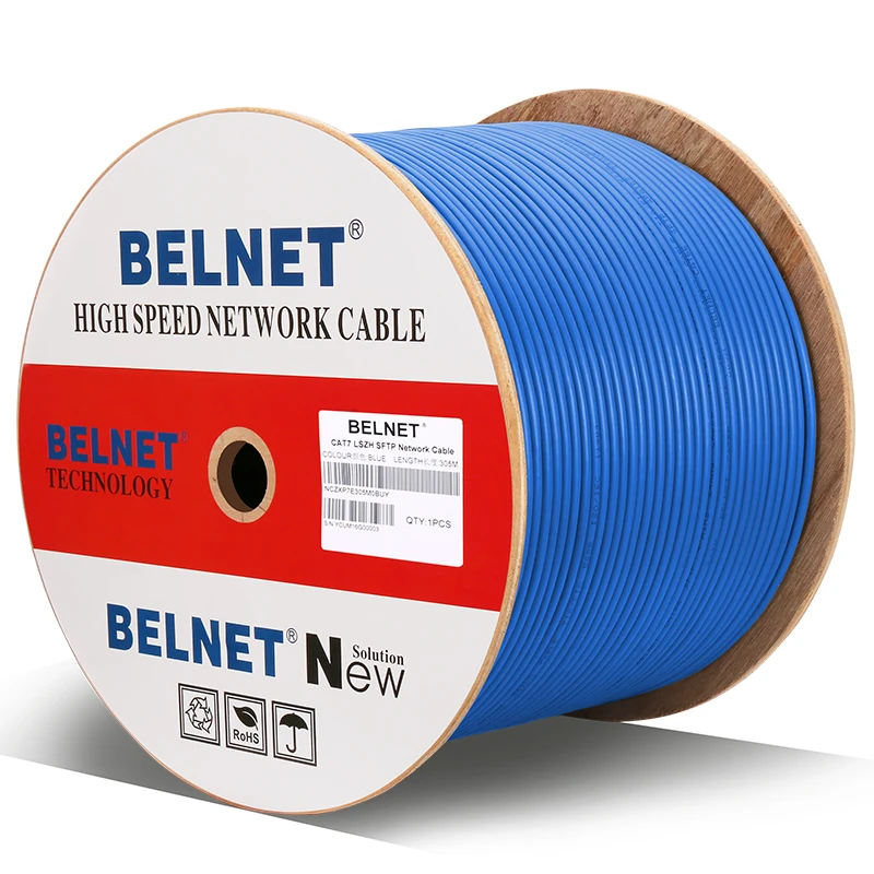 Kabel CAT7 1000ft, podwójnie ekranowany, 10G SFTP RJ45 LAN, 0.6mm OFC, skrętka, do HD, kabel sieciowy, Ethernet, Poe, kamera IP