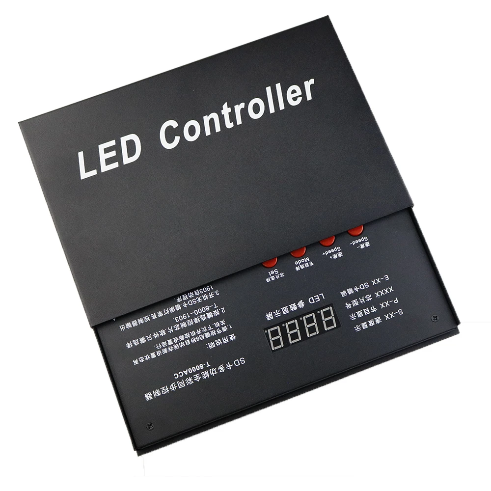 8192 Pixels T8000 T-8000A AC 220V / 110VSD Card Pixel Controller for WS2801 WS2812B WS2811 LPD8806 RGB LED Strip Controller DC5V