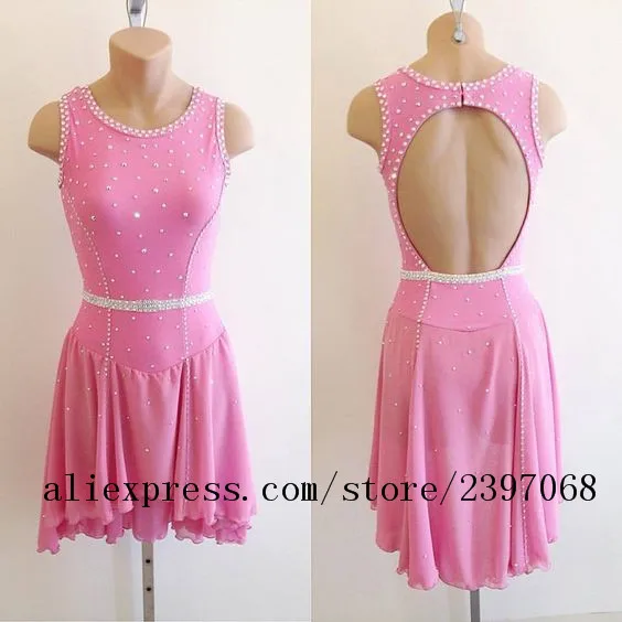 

Pink Figure Skating Dress Girls Competition Women Skating Dresses Ice Skating Dress New 2018 Custom Free Shipping F39