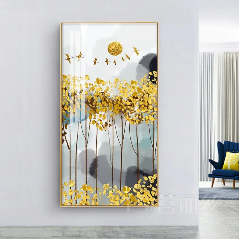 EECAMAIL Golden Fortune Tree Porch Diamond Painting Full Diamond Modern Simple Vertical Edition Home Aisle Lucky Cross Stitch