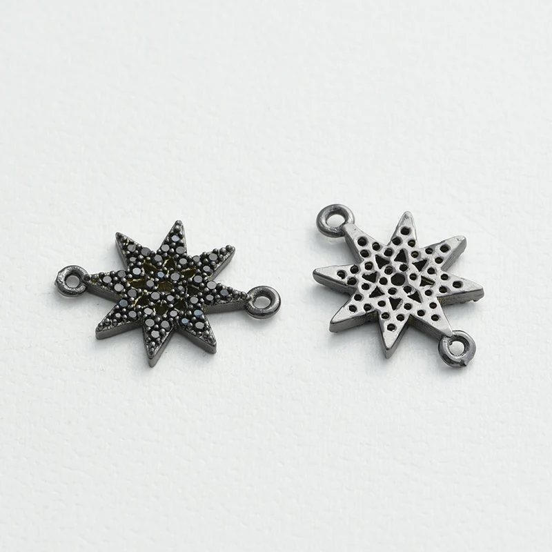 16*12mm Black Cubic Zirconia Star Charms Pendants  Accessories for DIY Handmade Jewelry Bracelet Necklace Making