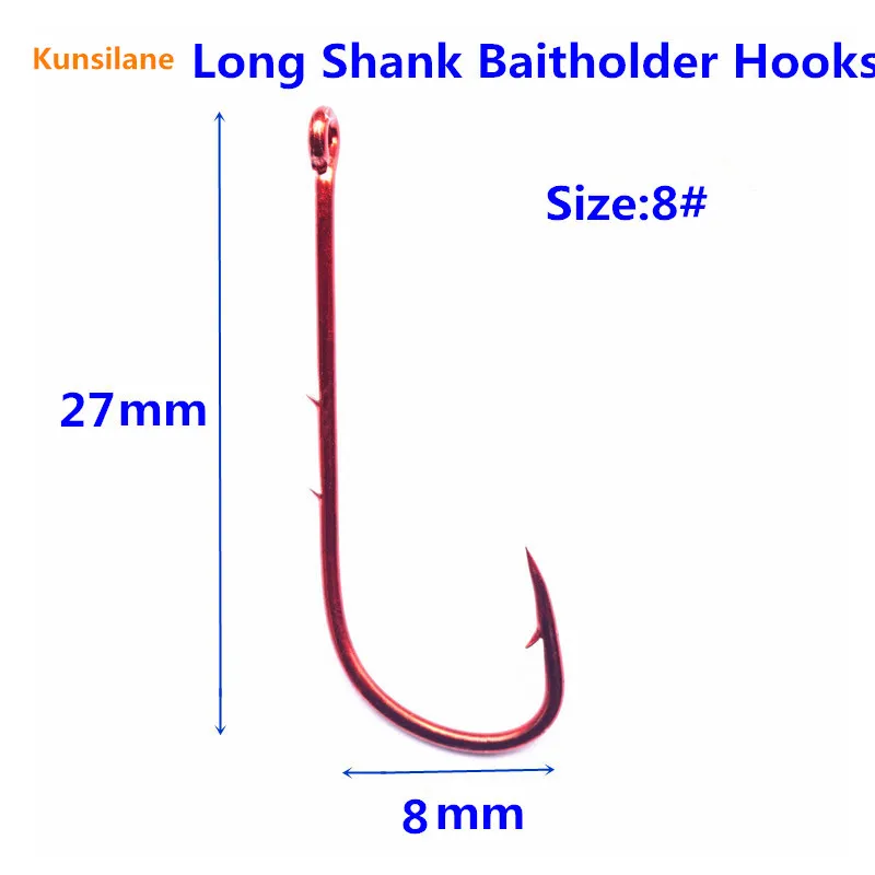 100pcs 8#  High Carbon Steel Long Shank Baitholder Fishing Hooks 9293 Chemically Sharpened with Free Shipping offset fishhooks