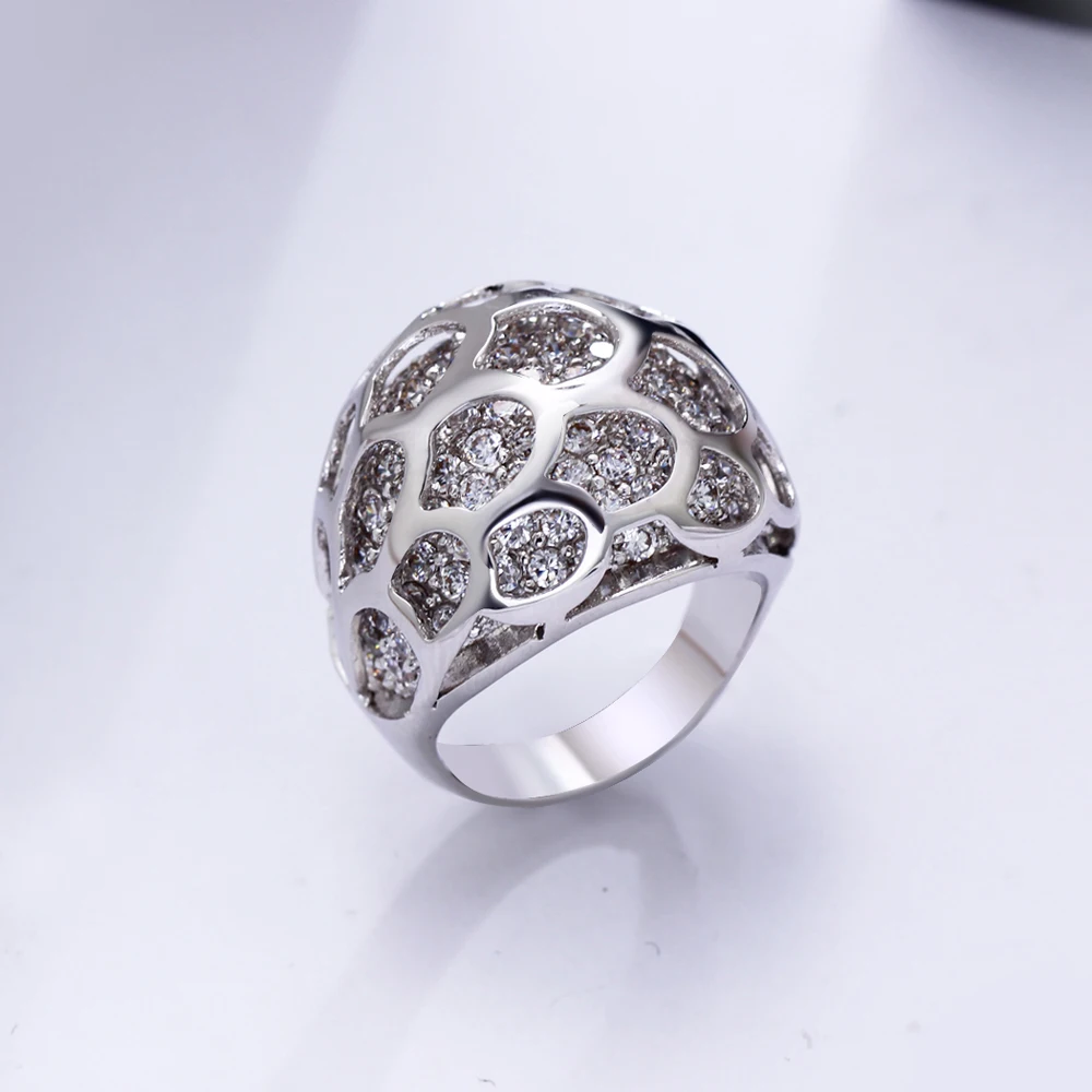 New large ring wonderful jewellery white and gold color cubic Zirconia crystal very quickly shipping big rings trendy