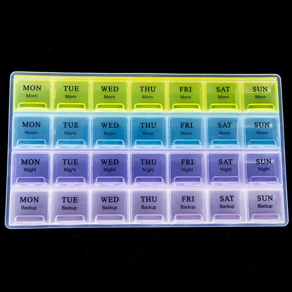 7 Day Pill Medicine Tablet pillbox Dispenser Organizer Case with 28 compartments pill box multicolor container for medicines