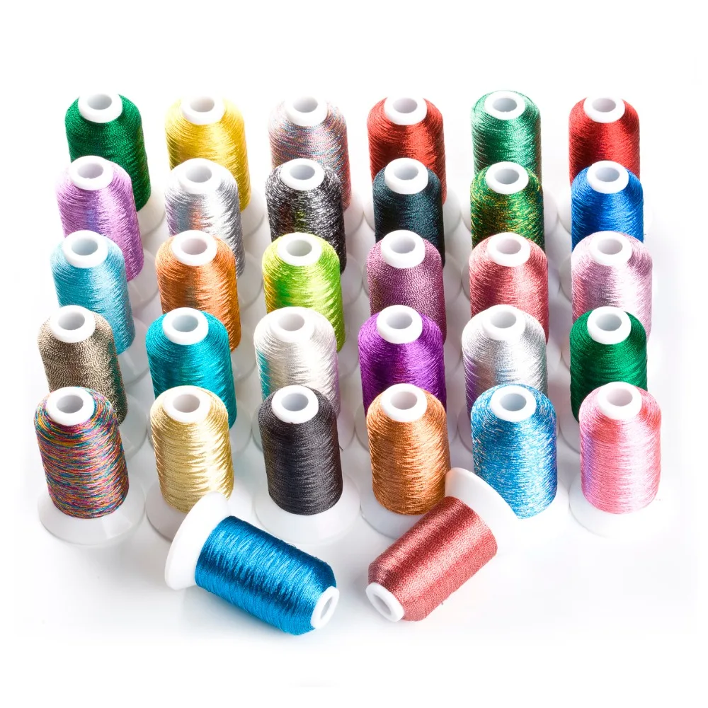 Popular 32 colors metallic embroidery machine threads, 500 meters each for any embroidery machine