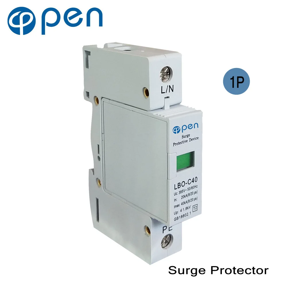 

OPEN LBO-C40 Series Household SPD Surge Protective Device 1P 20kA-40kS 380VAC/385VAC Low Voltage Arrester Device Protector