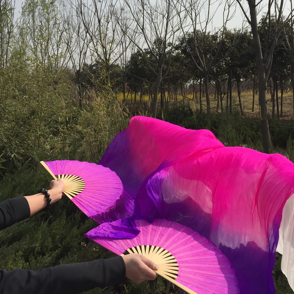 Voile de ventilateur oriental en soie véritable, violet/rose/blanc, pour danse du ventre, chine, 100%, pour spectacle sur scène, nouvelle collection