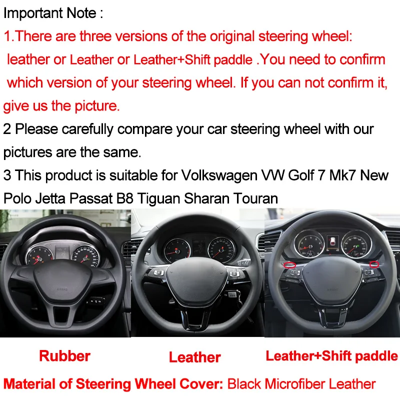 Hand Sewing Car Steering Wheel Cover Top Cow Leather For Volkswagen VW Golf 7 Mk7 New Polo Jetta Passat B8 Tiguan Sharan Touran