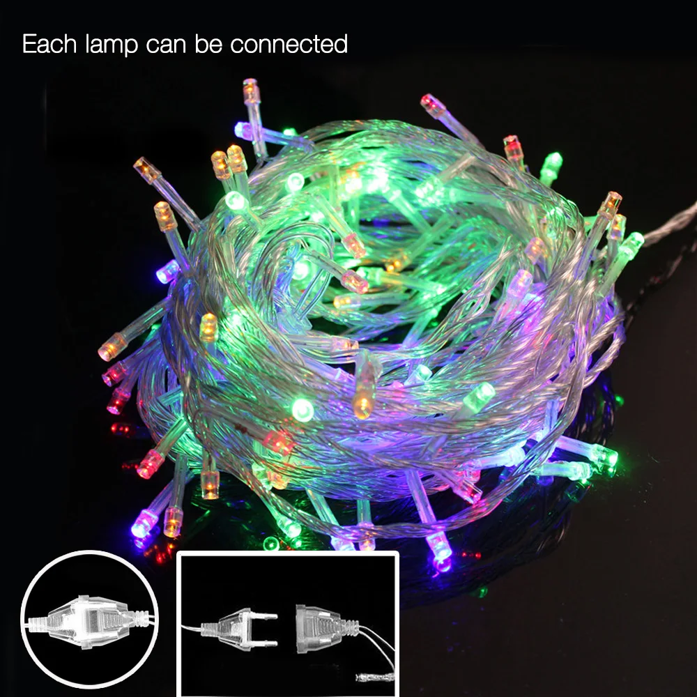 AC 110V/220V 10M 50Leds outdoor Led string lights fairy christmas light for Christmas Tree wedding party garland with tail plug