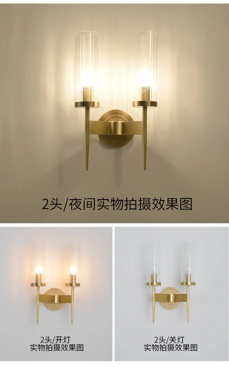 American Living Room LED Pendant Lights Gold Metal Glass