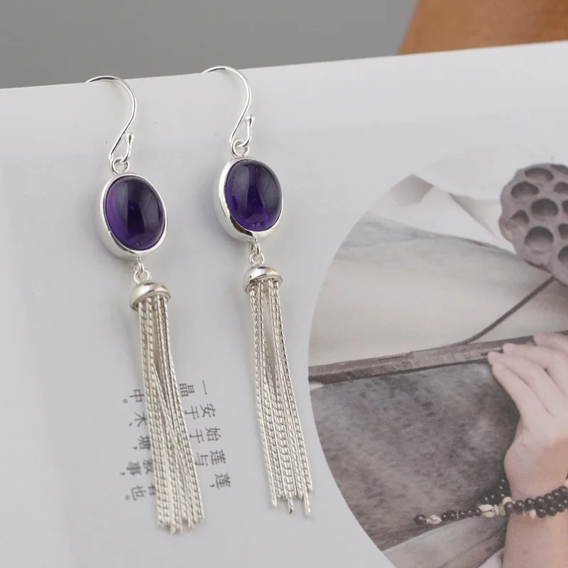 

S925 silver earrings wholesale silver technology for women jewelry contracted exquisite tassels