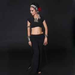 Tribal Fusion Belly Dance Costume 2pcs Set Top and Pants Plus Size Tribal Costume for Belly Dance Tribal Pants