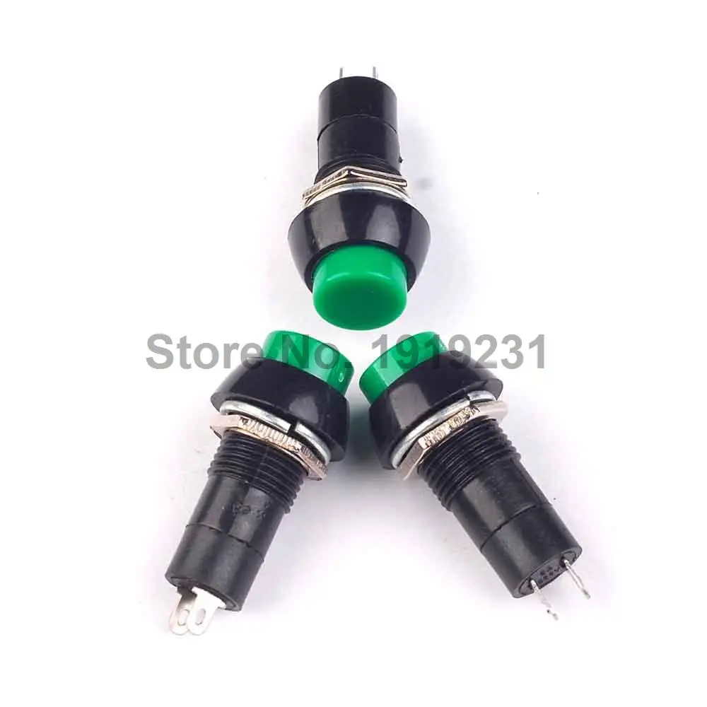 1PCS PBS-11A 2PIN Plastic Push Button Latching Switch Self-Lock 3A 150V Green