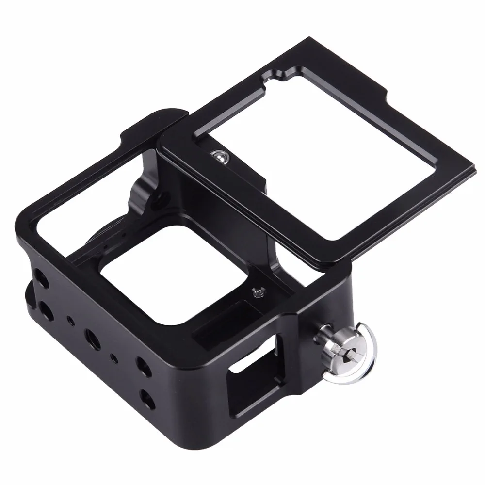 PULUZ perumahan Shell CNC aluminium Aloi kandang pelindung dengan bingkai Asuransi & 52mm lensa UV untuk GoPro HERO(2018) /7 hitam/6 /5