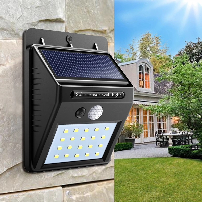 Waterproof Outdoor Wall LED Solar Night light PIR Motion Sensor Auto Swith Solar lamp Porch Path Street Fence Garden lighting