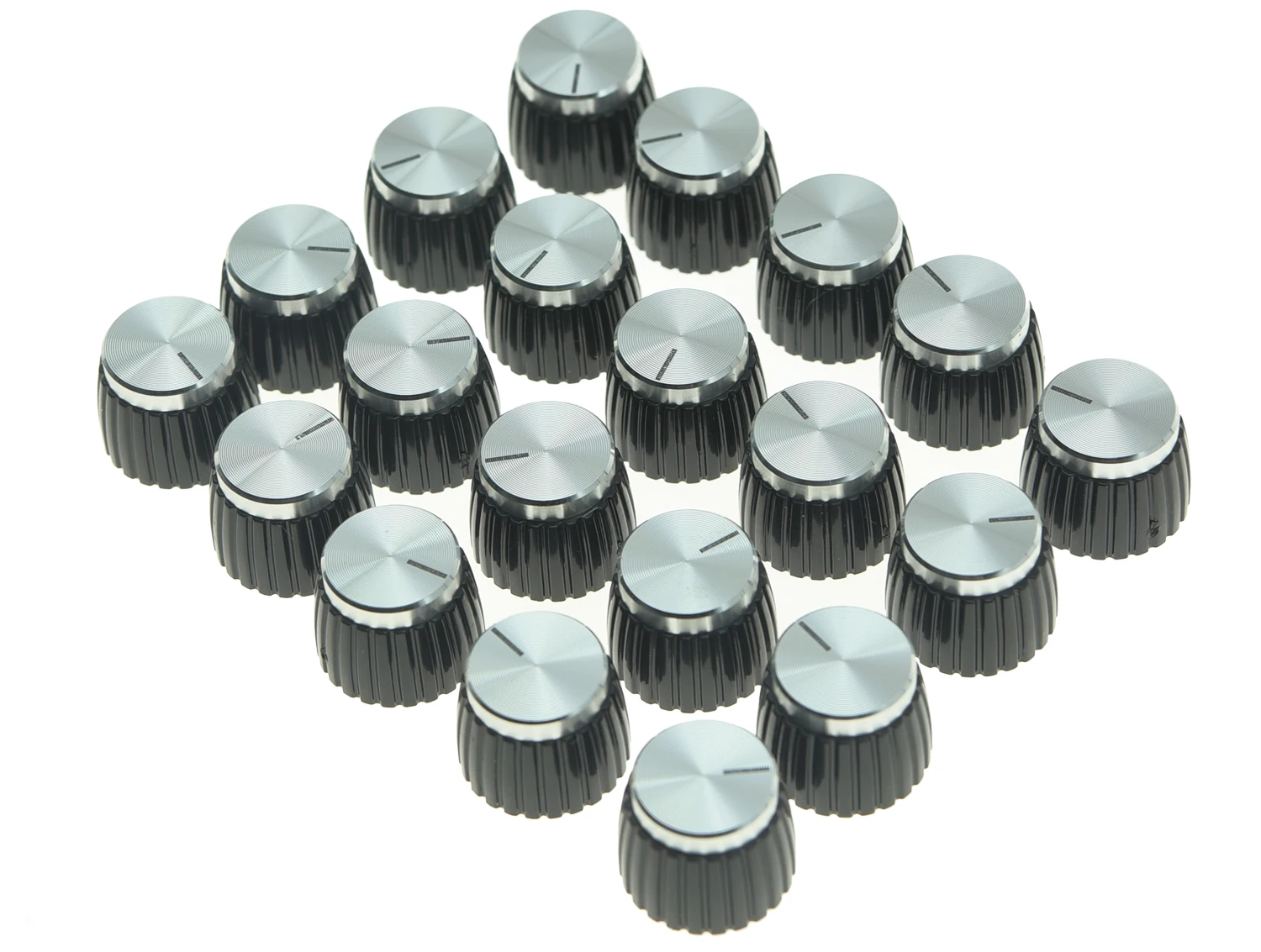 KAISH Pack of 20 Guitar Amplifier Knobs Black/Silver Cap Push On Knob fits Marshall