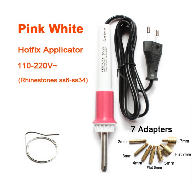 Hot Sale Fix Applicator Pink White Wand Gun For Hotfix Rhinestones Iron-on Tools Set Free Shipping