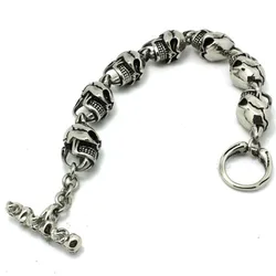 Hot!! Fast Shipping Polishing Sliver Ghost Skull Bracelet 316 Stainless Steel Hot Sale Cool Skull Bracelet