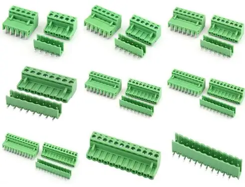 2EDG5.08 2/3/4/5/6/7/8/9/10/12Pin Right Angle Line Terminal Plug Type 300V 15A 5.08mm Pitch Pcb Screw Terminal Block  Resistor