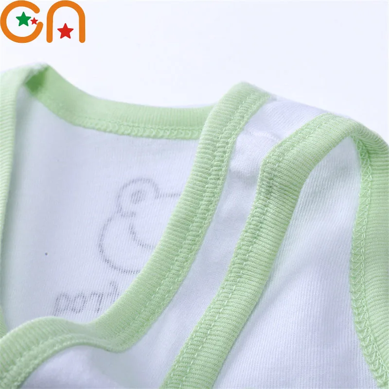 Summer Kids 100%Cotton T Shirts Boys Girls Baby Cartoon Printed Sleeveless Vests Clothes For 2-7 Years Children Clothing Gift