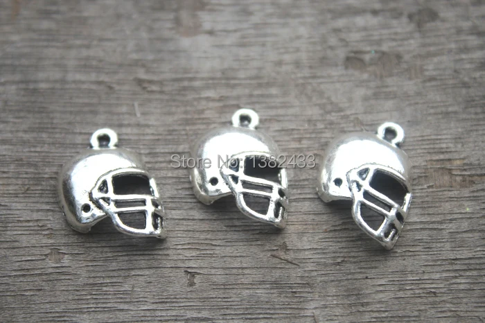 20pcs--Football Helmet Charms, Antique Tibetan Silver Tone Helmet Charm pendants 20x14mm