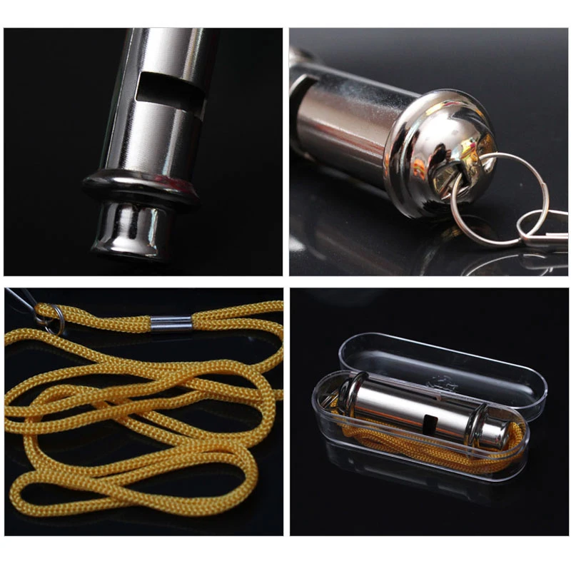 High Quality Police Whistle Steel Military Whistles with Lanyard Rope Outdoor Sport Tools Lifesaving Equipment