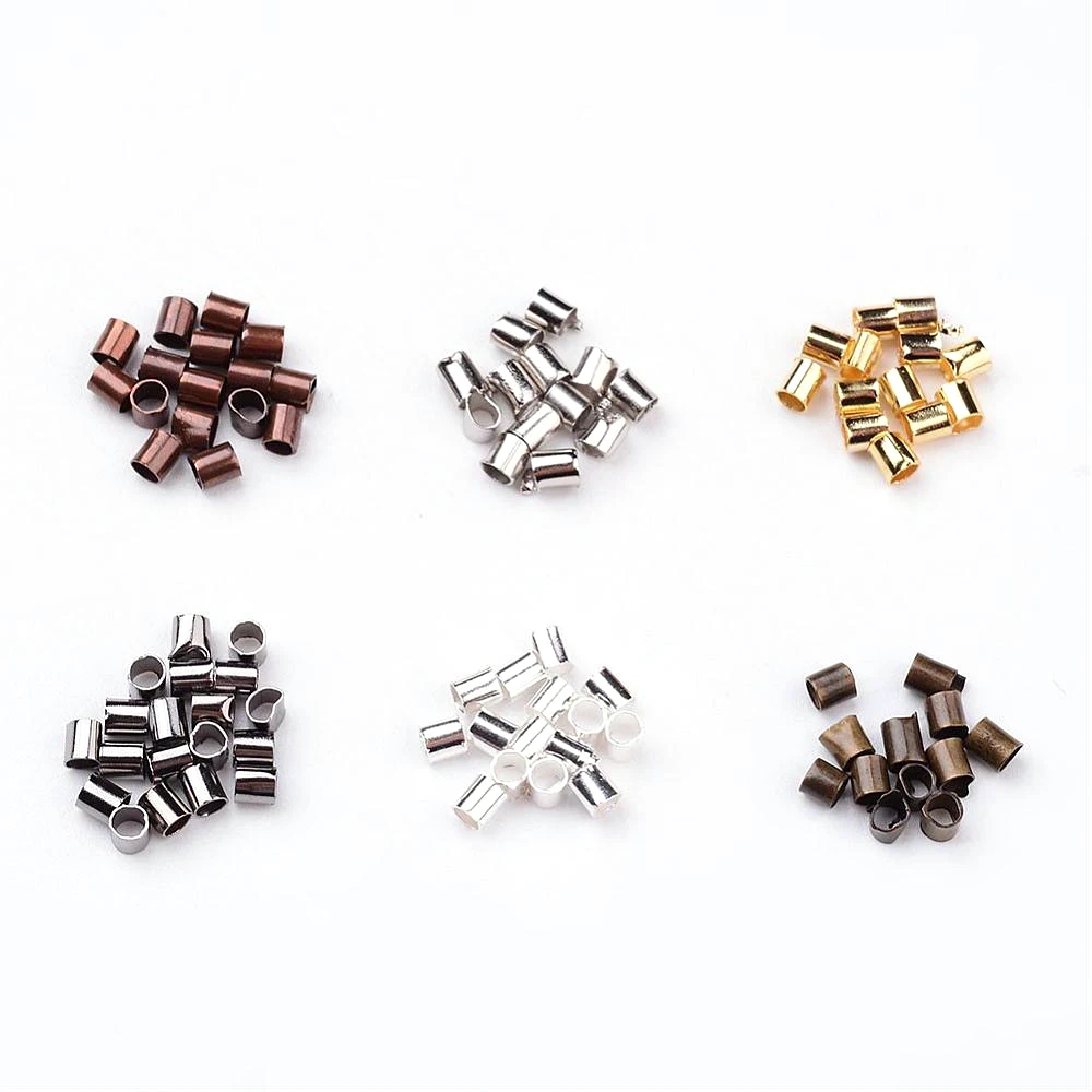 Pandahall 1500pcs/Box 2x2mm Brass Tube Crimp Beads Bead DIY  Jewelry Findings Supplies Jewelry Making Accessories 6 Colors