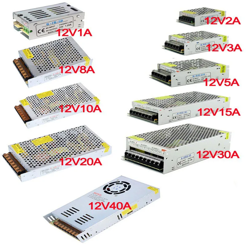 vusum 12V Power Supply led driver Lighting Transformer for LED Strip  24W 36W 60W 100W 120W 180W 240W 360W 480W