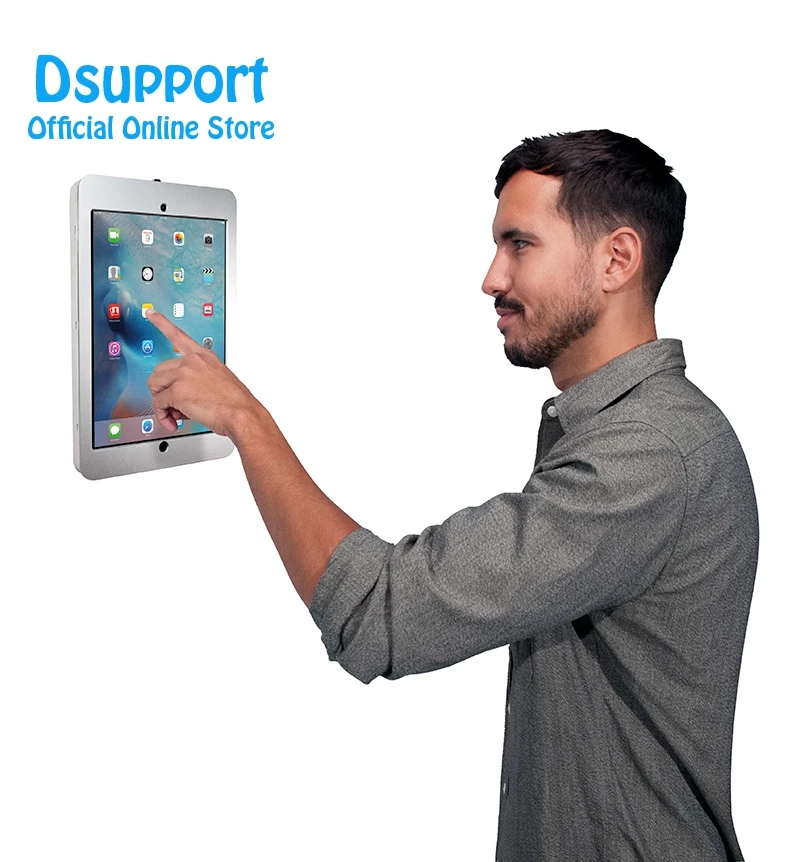 مناسب لجهاز IPAD PRO مقاس 12.9 بوصة من سبائك الألومنيوم للكمبيوتر اللوحي المثبت على الحائط ومضاد للسرقة مع قفل أمان