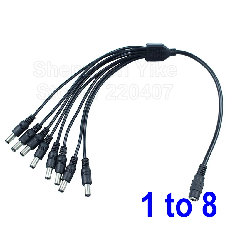 DC Power 1 Female to 2 3 4 5 8 Male Way Splitter Adapter Connector Plug Cable 5.5mm*2.1mm 12V For CCTV Camera LED Strip Light