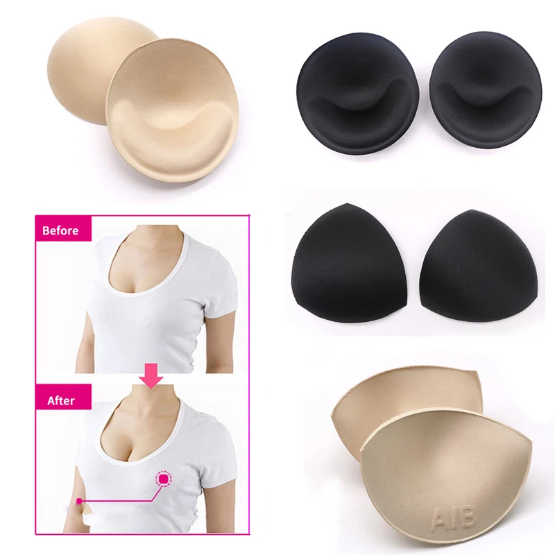 1คู่ = 2Pcs ผู้หญิงสไตล์ฟองน้ำ Bra Pads ชุดว่ายน้ำบิกินี่ Pads Push Up Breast Enhancer ถอดออกได้ bra Padding Inserts ถ้วย