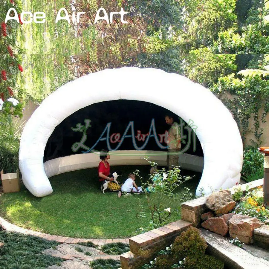 5m W Inflatable Luna Tent Air Structrue Moon Luna Pod Black Half Circular Bar Kiosk DJ Booth no Lights for Yard Party Event