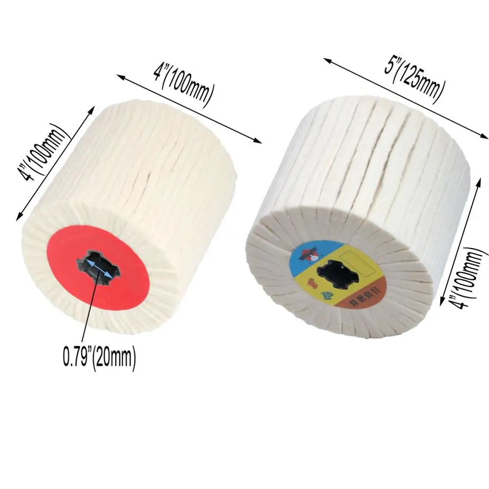 Roue de polissage de tréfilage en feutre de laine, roue de tambour de polissage de coton, roue de planche pour machine de tréfilage, 100mm, 120mm,