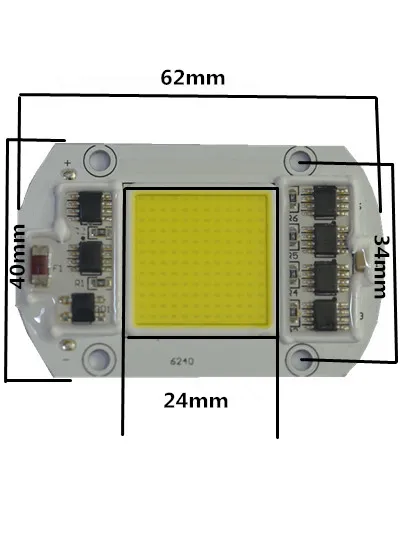 LED COB SMD 50W 55W AC 220V White Red Blue Green Yellow Pink 380NM Smart IC High Power Driver IC Beads Lamp Chip For Flood Light