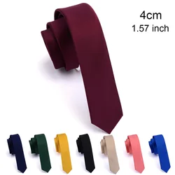 GUSLESON Quality Casual 4cm Slim Solid Tie Red Yellow Green Ties Handmade Fashion Men Woven Skinny Necktie For Wedding Party